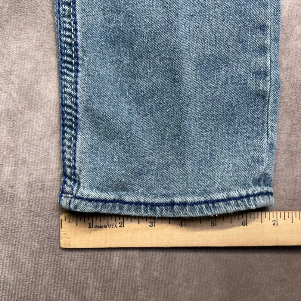 True Religion Rocco Relaxed Skinny Jeans Mens 38x34 Light Wash Blue Thick Stitch